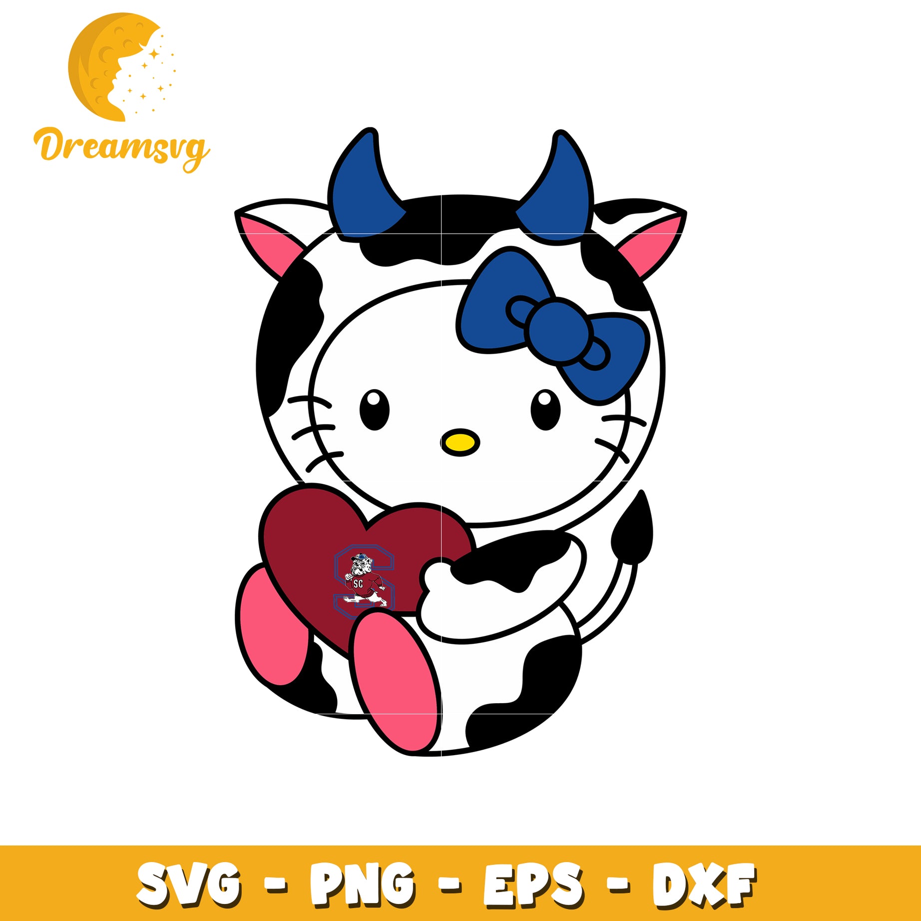 Cute Cow Hello Kitty SVG Design with Heart Love