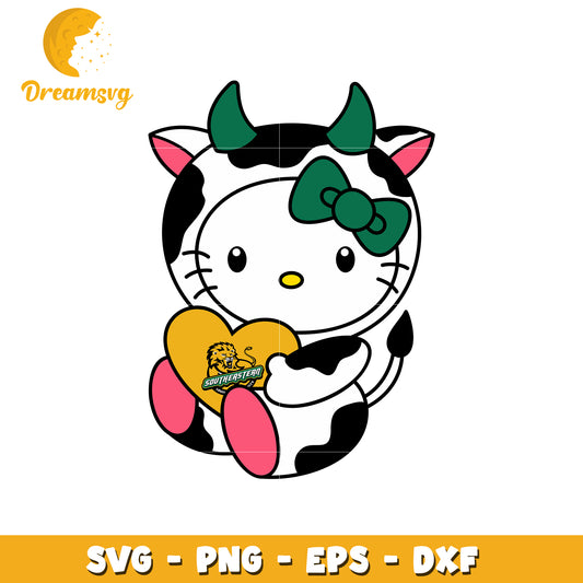 Cute Cow Hello Kitty SVG Design with Heart Shape