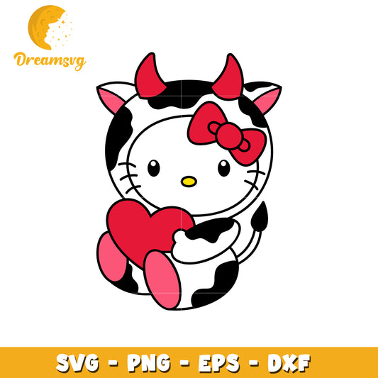 Cute Cow Kitty SVG Design with Heart Graphic