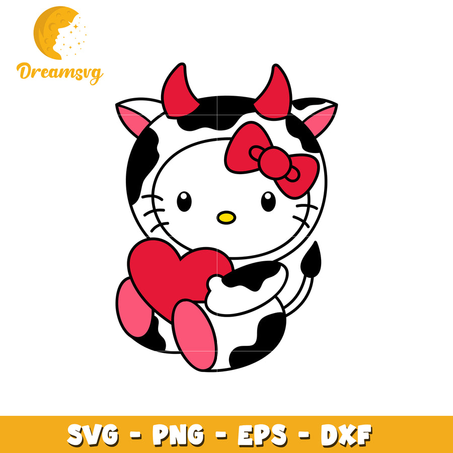 Cute Cow Kitty SVG Design with Heart Graphic