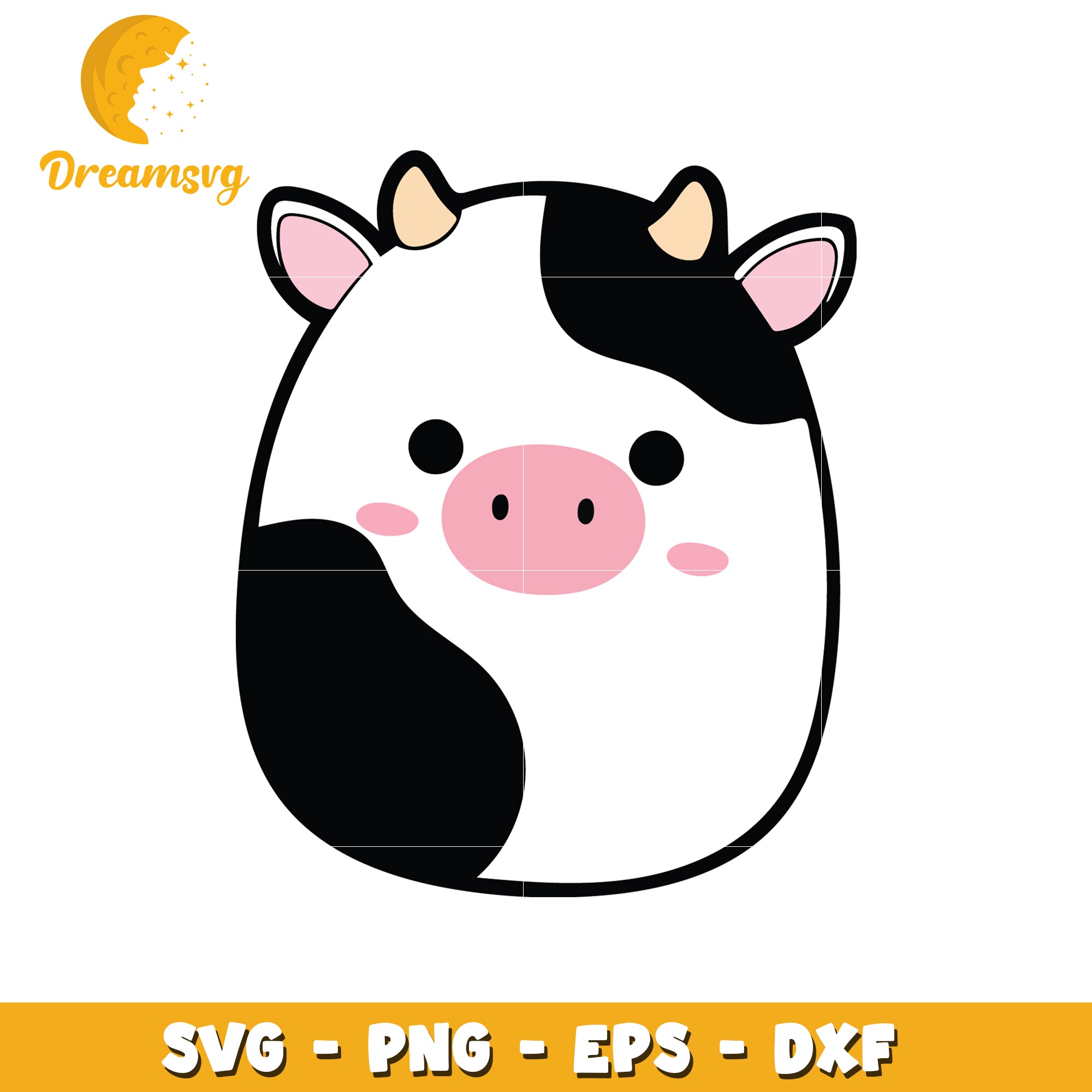 Cute Cow SVG PNG EPS DXF Files