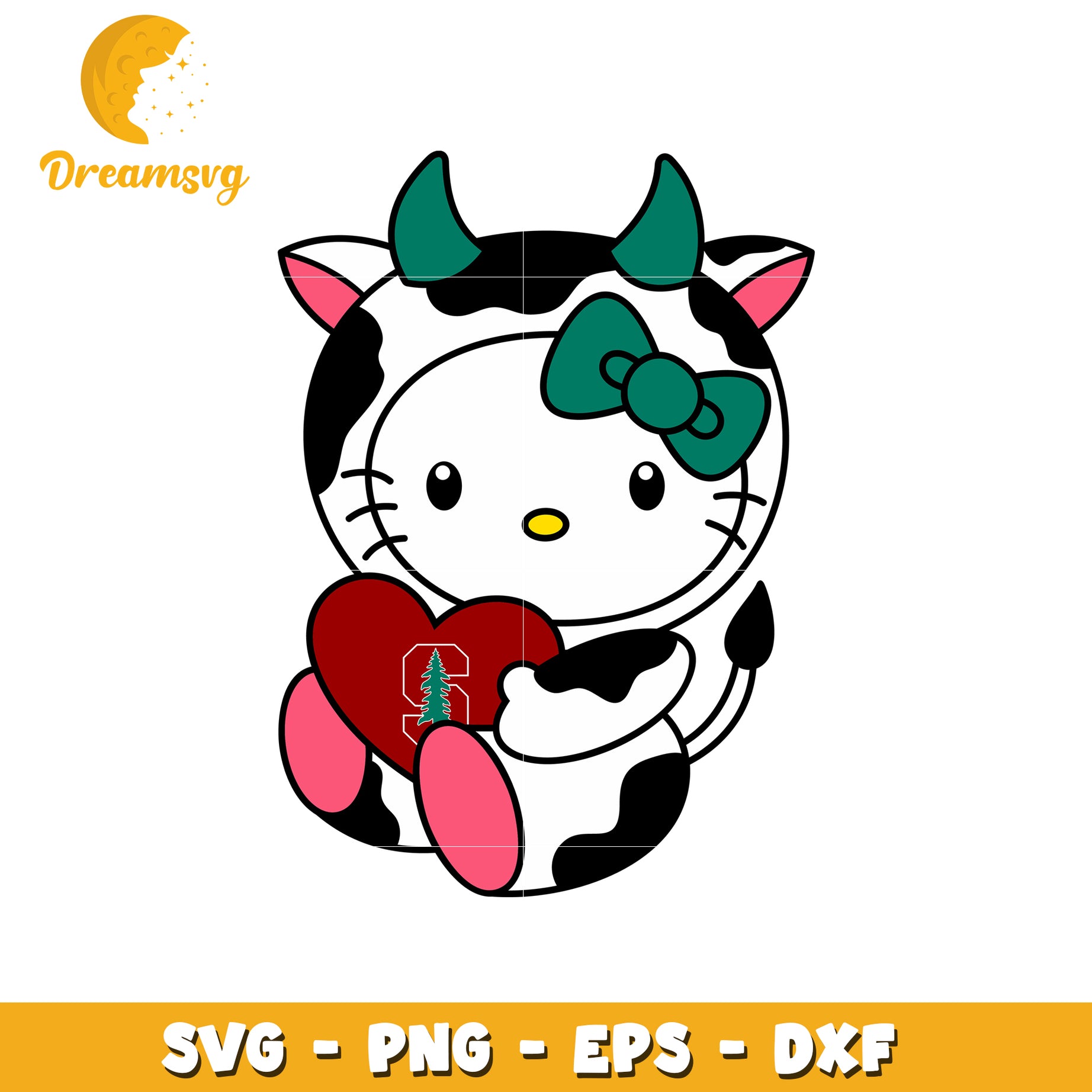 Cute Cow Themed SVG Design Featuring Heart and Bow