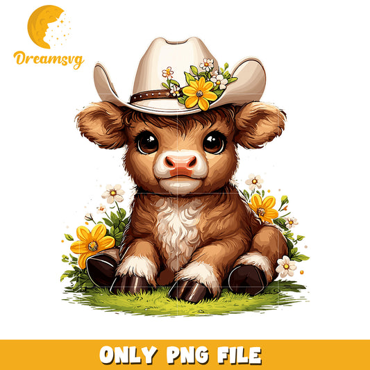 Cute Cowgirl Calf PNG Sublimation Design