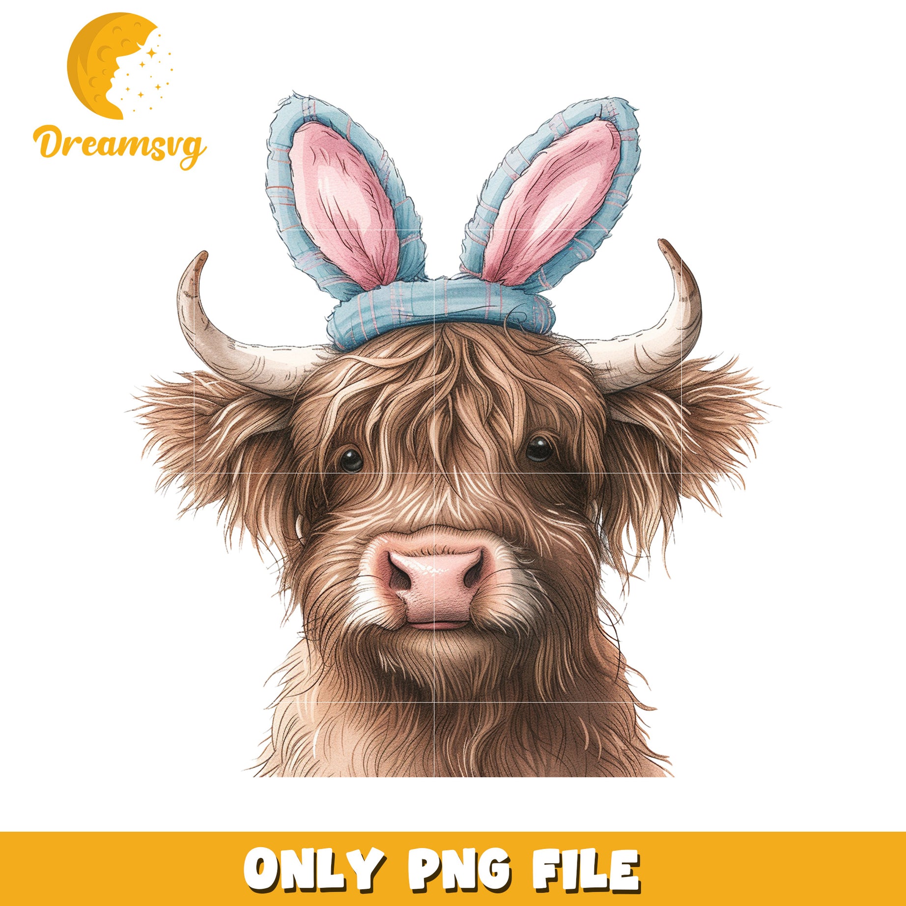 Cute Cow with Bunny Ears PNG File for Fun Designs