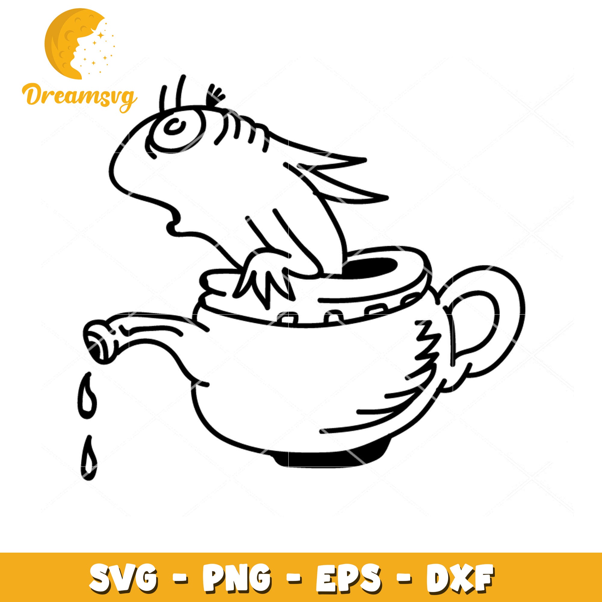Cute Creature in Teapot SVG