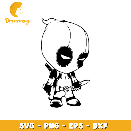 Cute Deadpool SVG Clipart for Craft Projects and Design