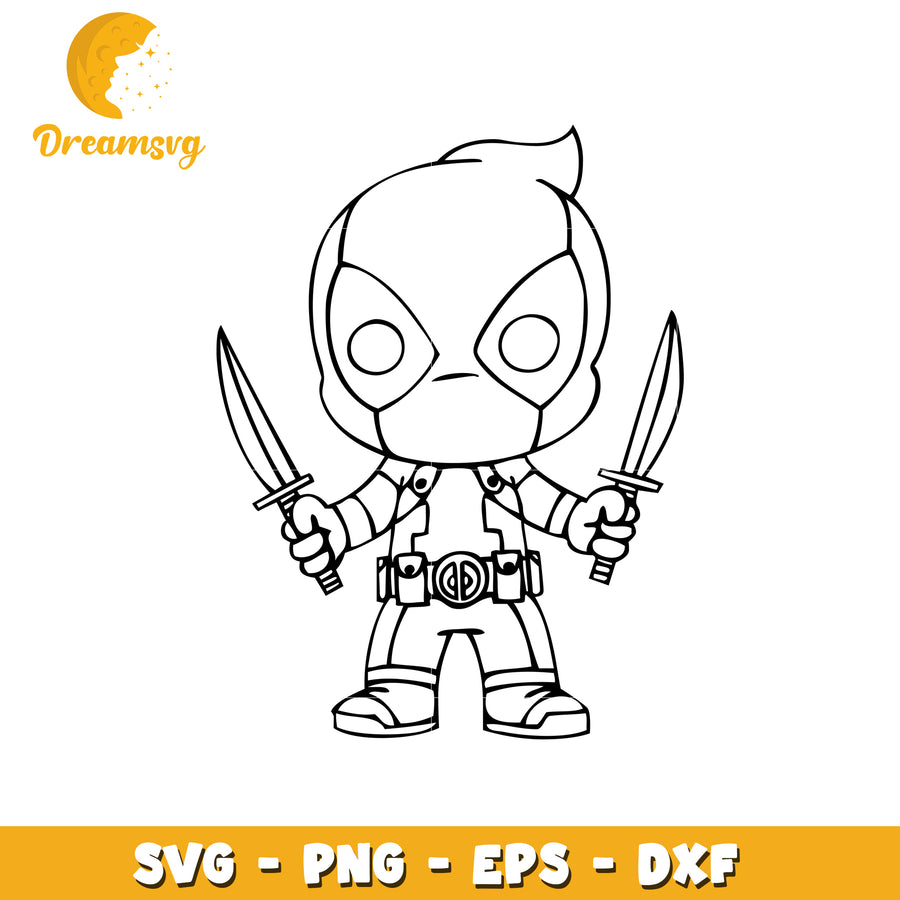 Cute Deadpool SVG Cut File