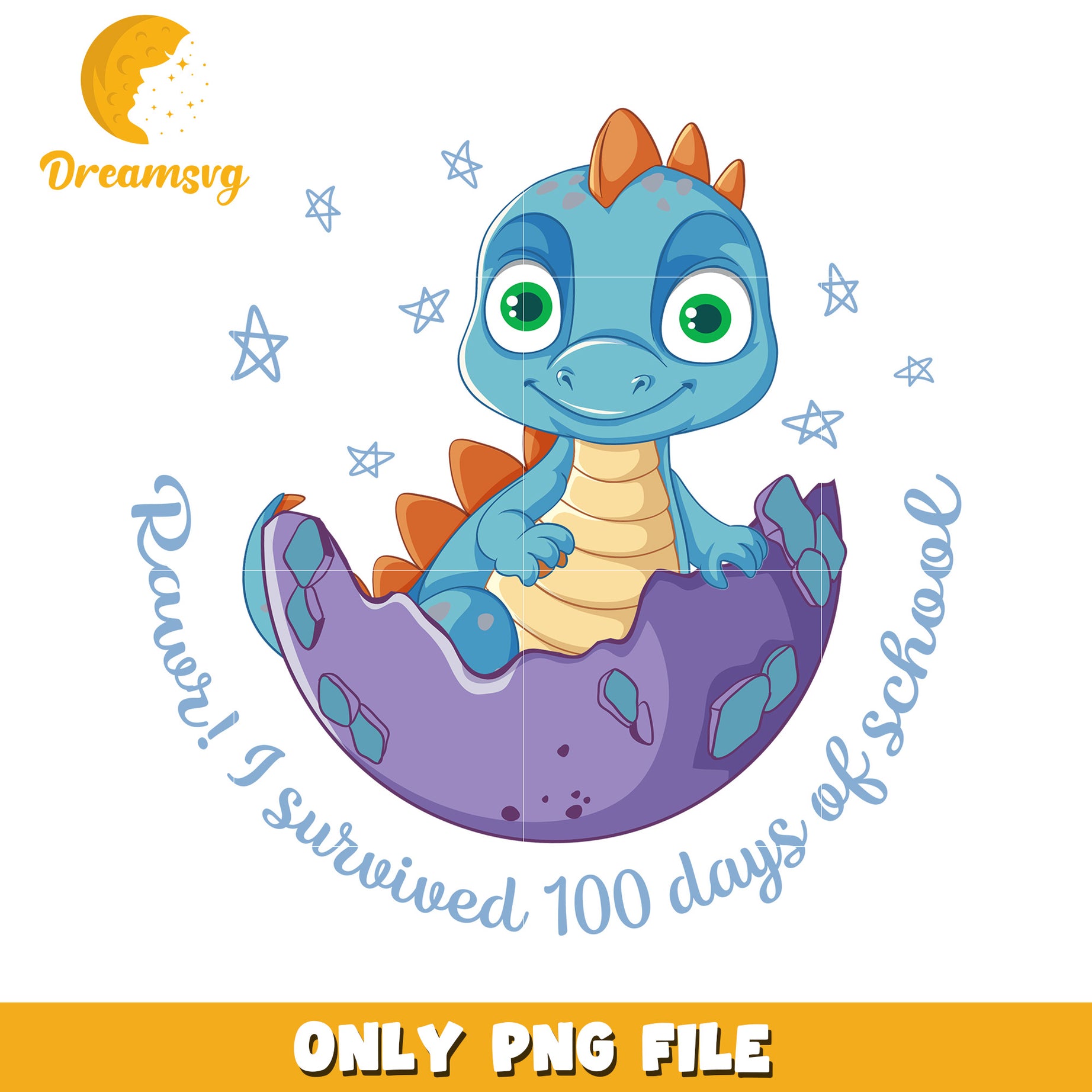 Cute Dino 100 Days School PNG