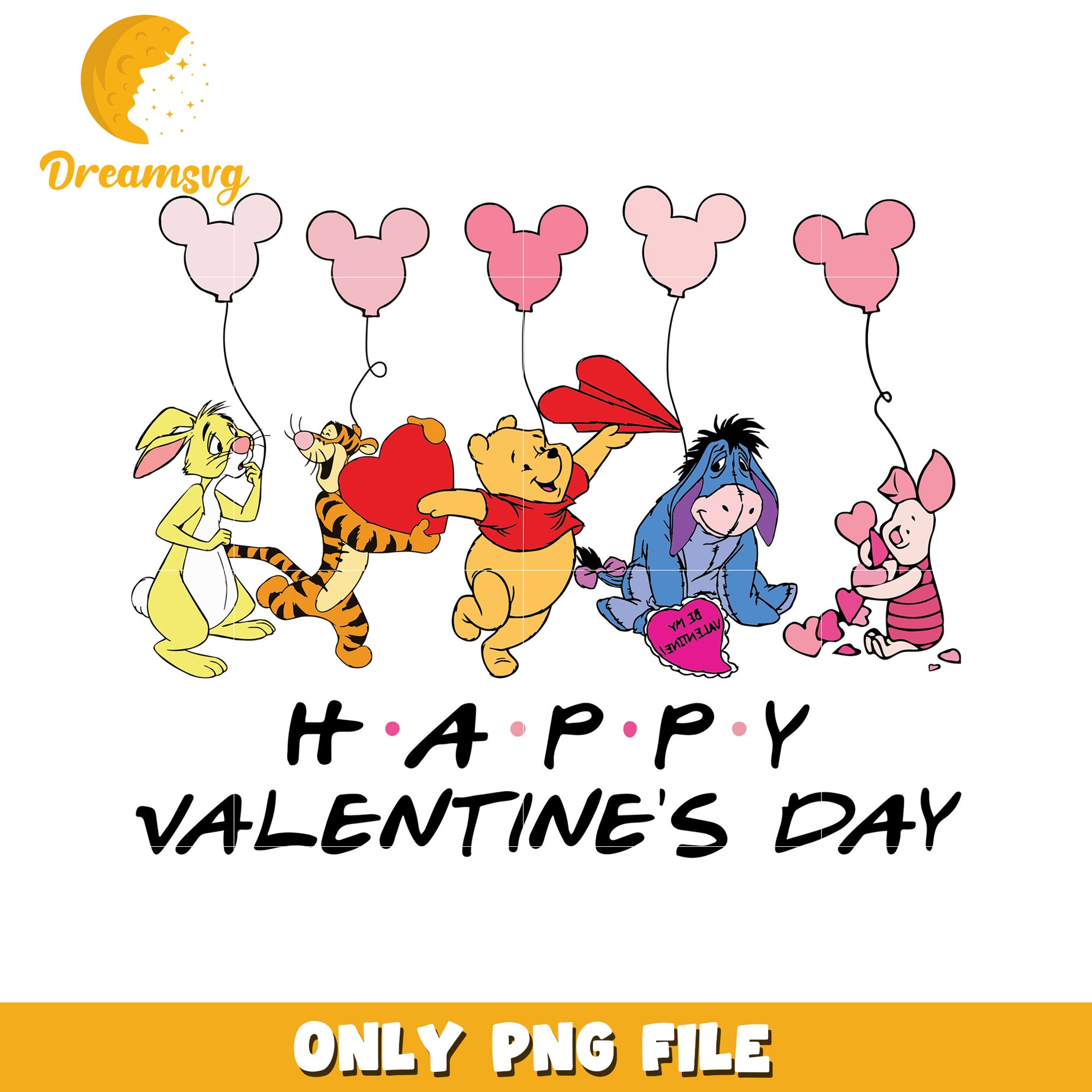 Cute Disney Friends Happy Valentines Day PNG Art File