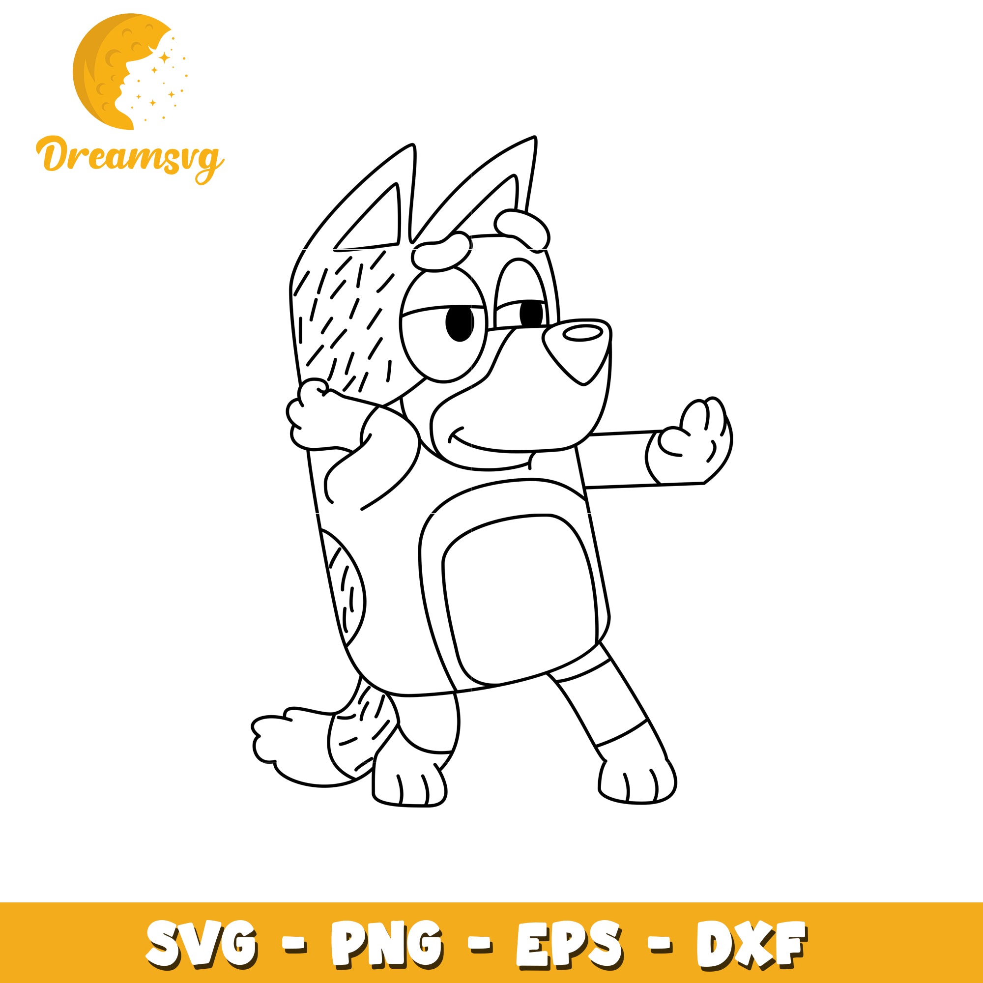 Cute Dog Character Coloring Page SVG Design for Kids Crafts