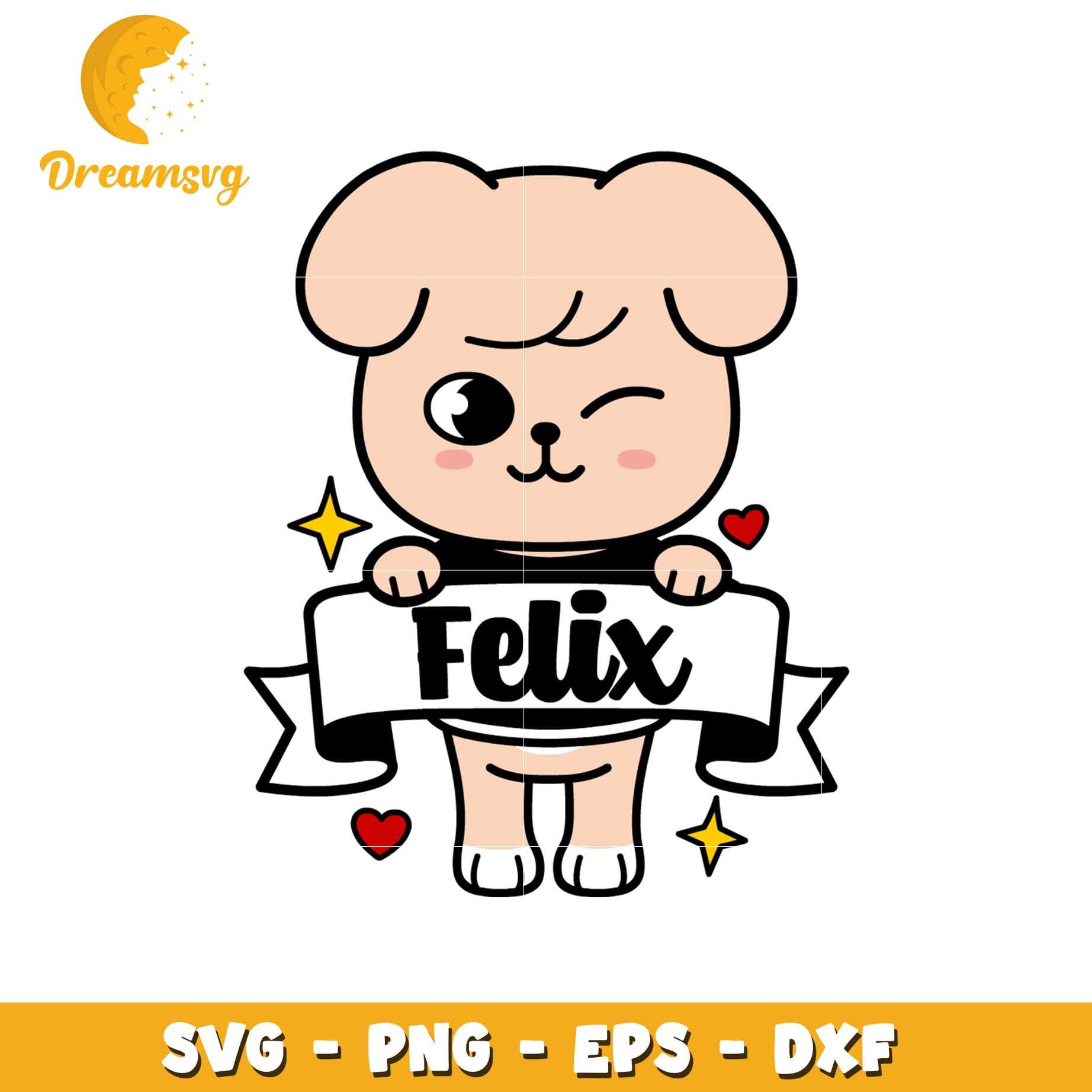 Cute Dog Felix SVG PNG EPS DXF