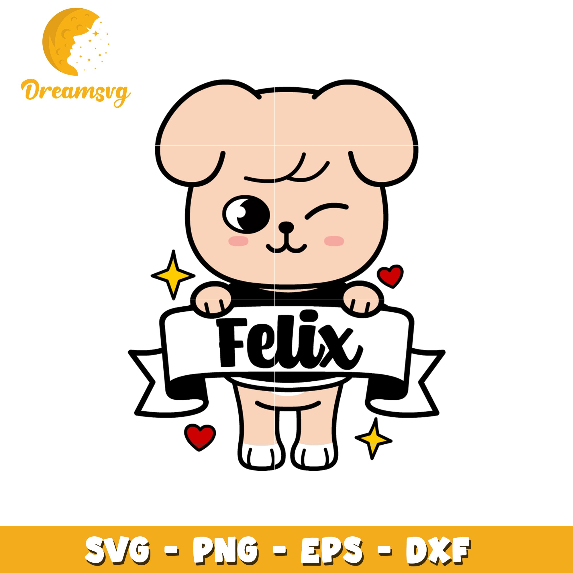 Cute Dog Felix SVG PNG EPS DXF