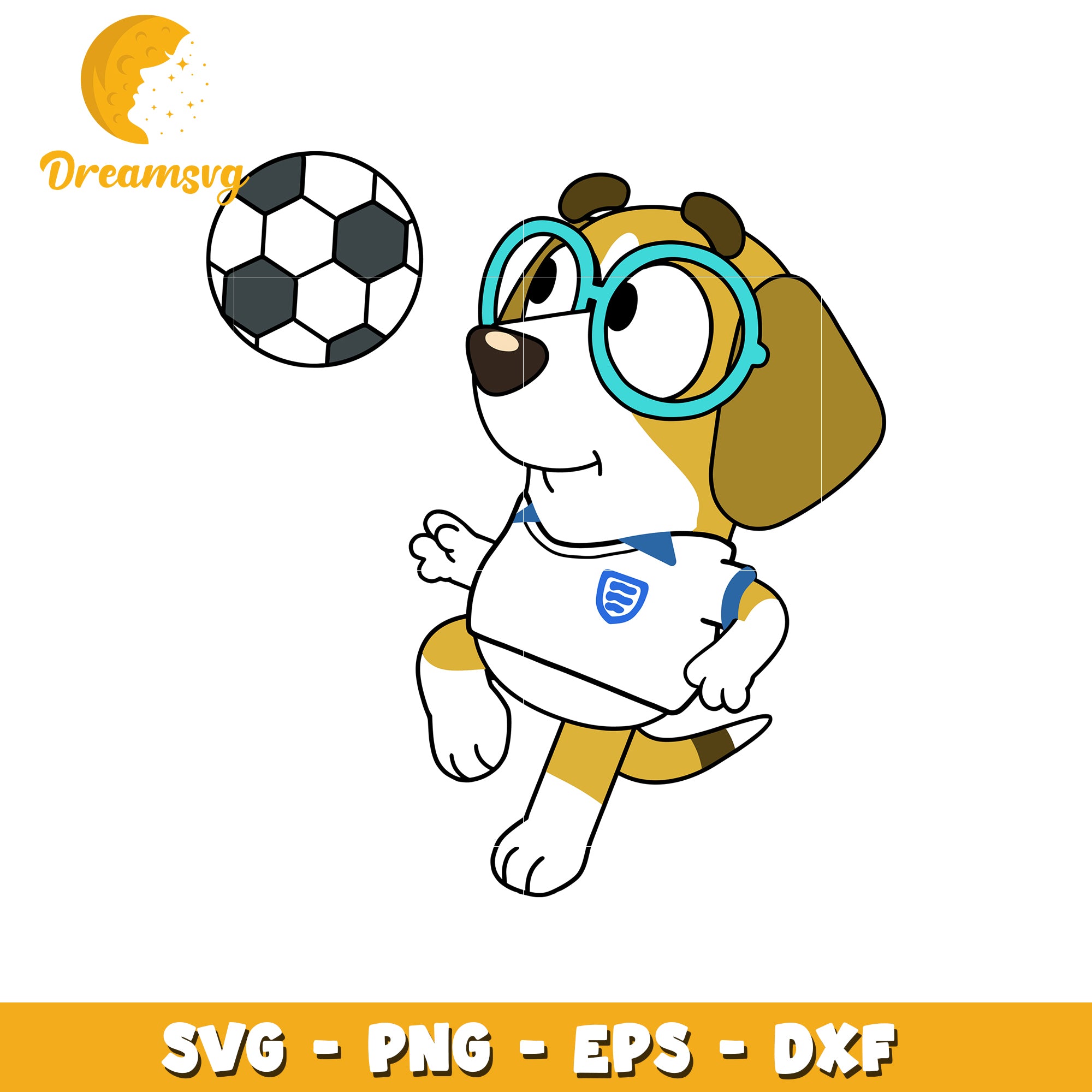 Cute Dog Soccer SVG PNG EPS DXF
