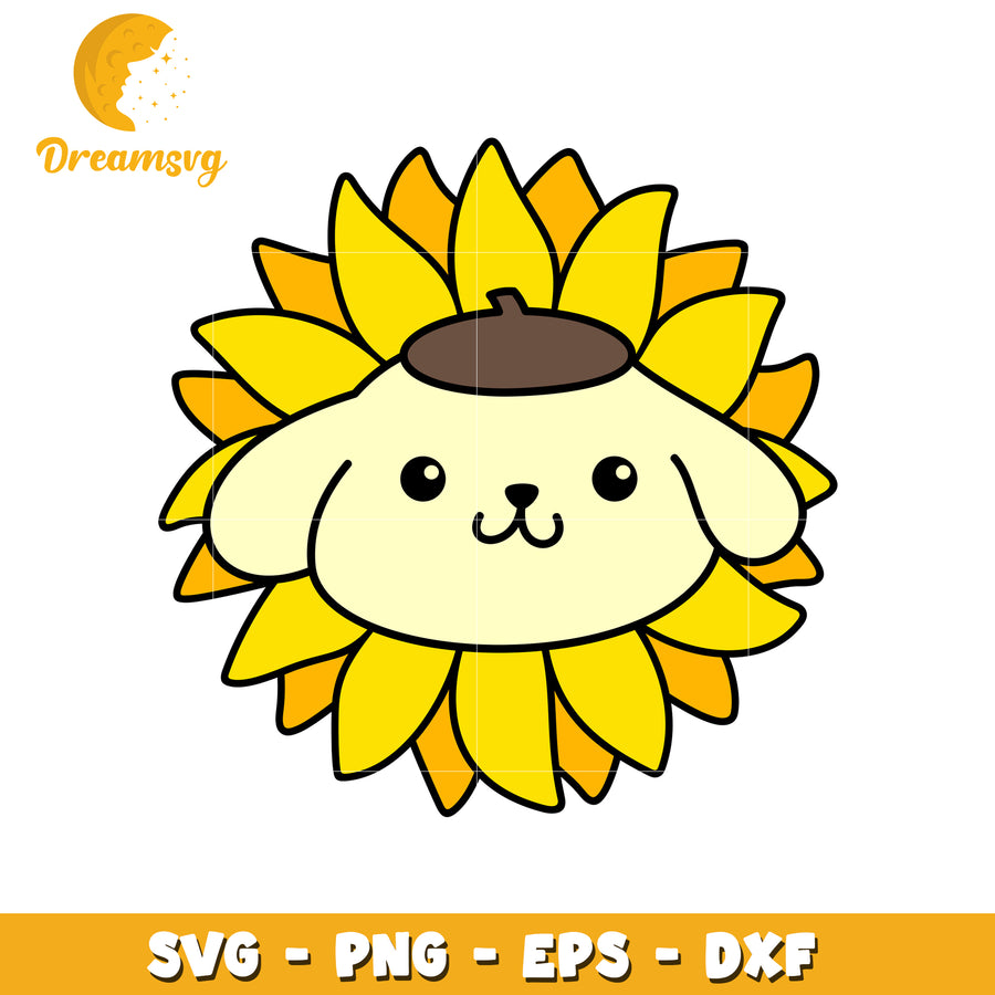 Cute Dog in Sunflower SVG File for Crafting and Design Use
