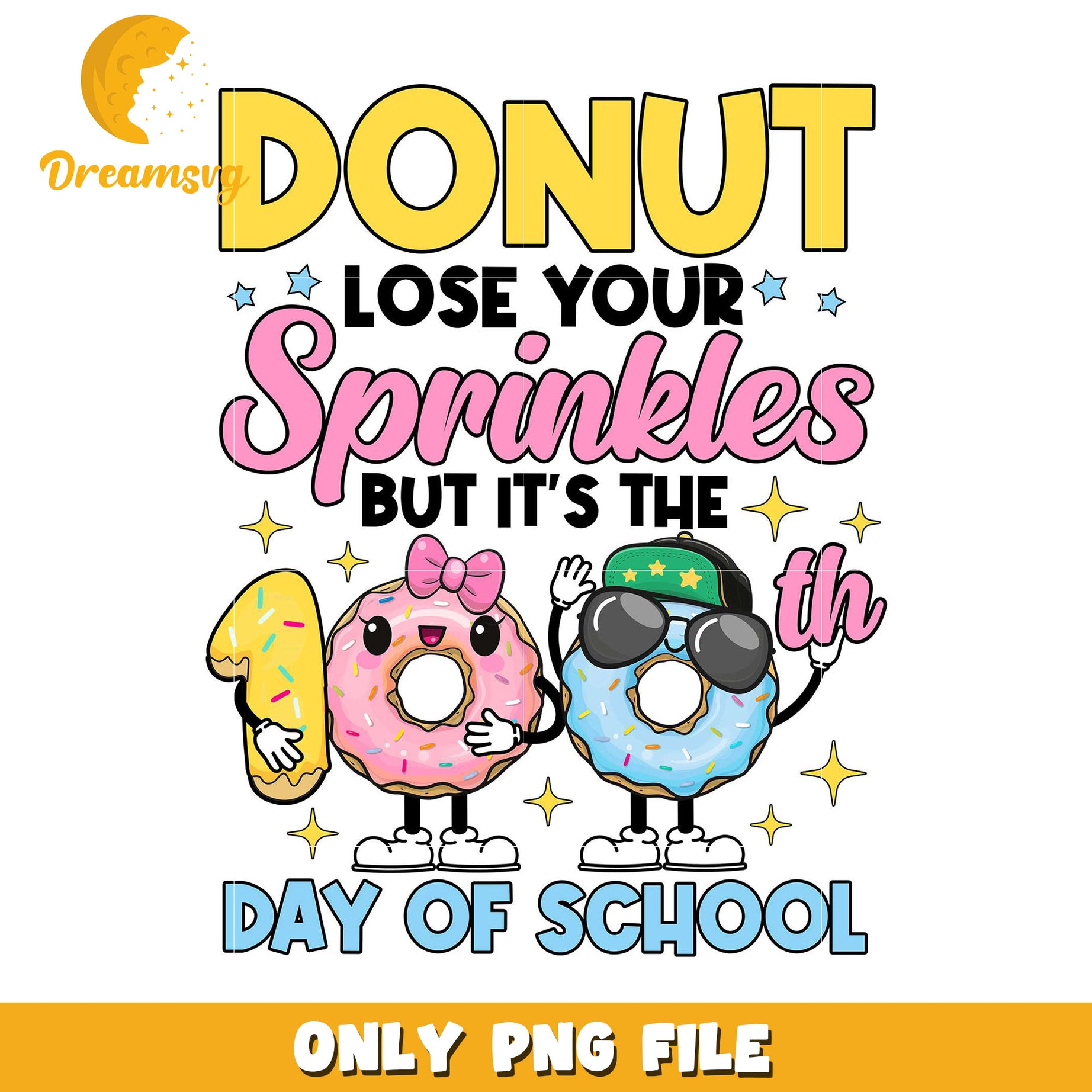 Cute Donut Design For 10th Day of School PNG File