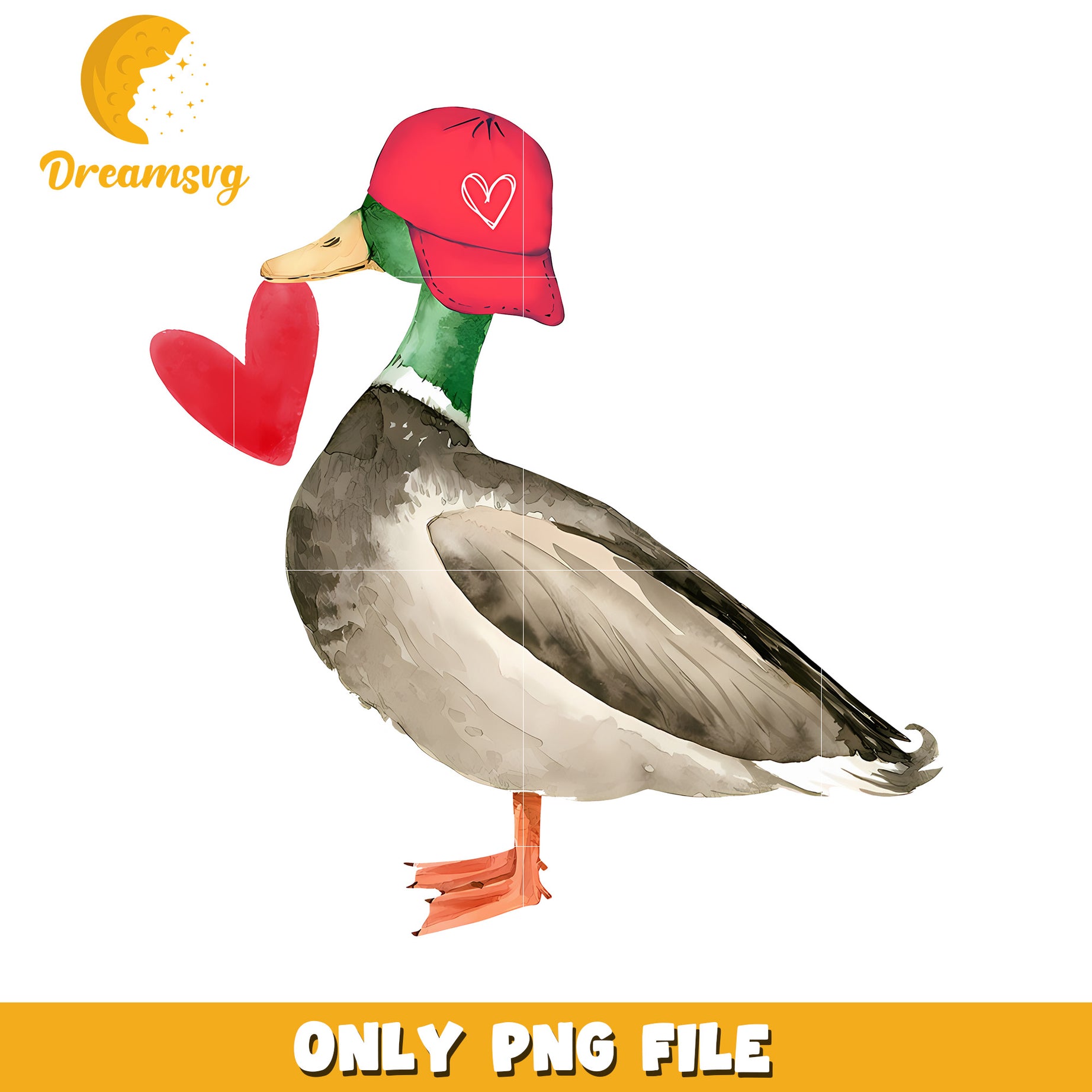 Cute Duck with Heart PNG