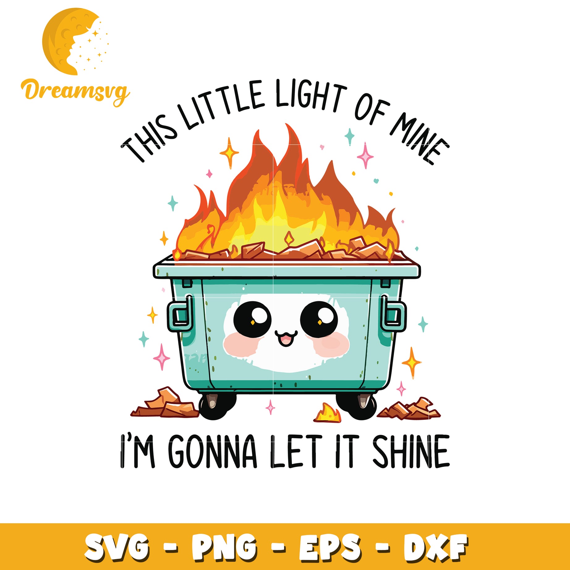 Cute Dumpster Fire SVG, PNG, EPS, DXF