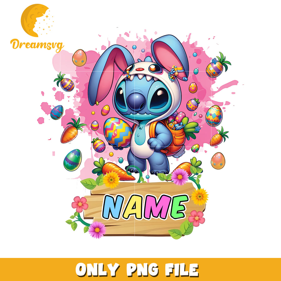 Cute Easter Bunny Character PNG with Colorful Eggs Design