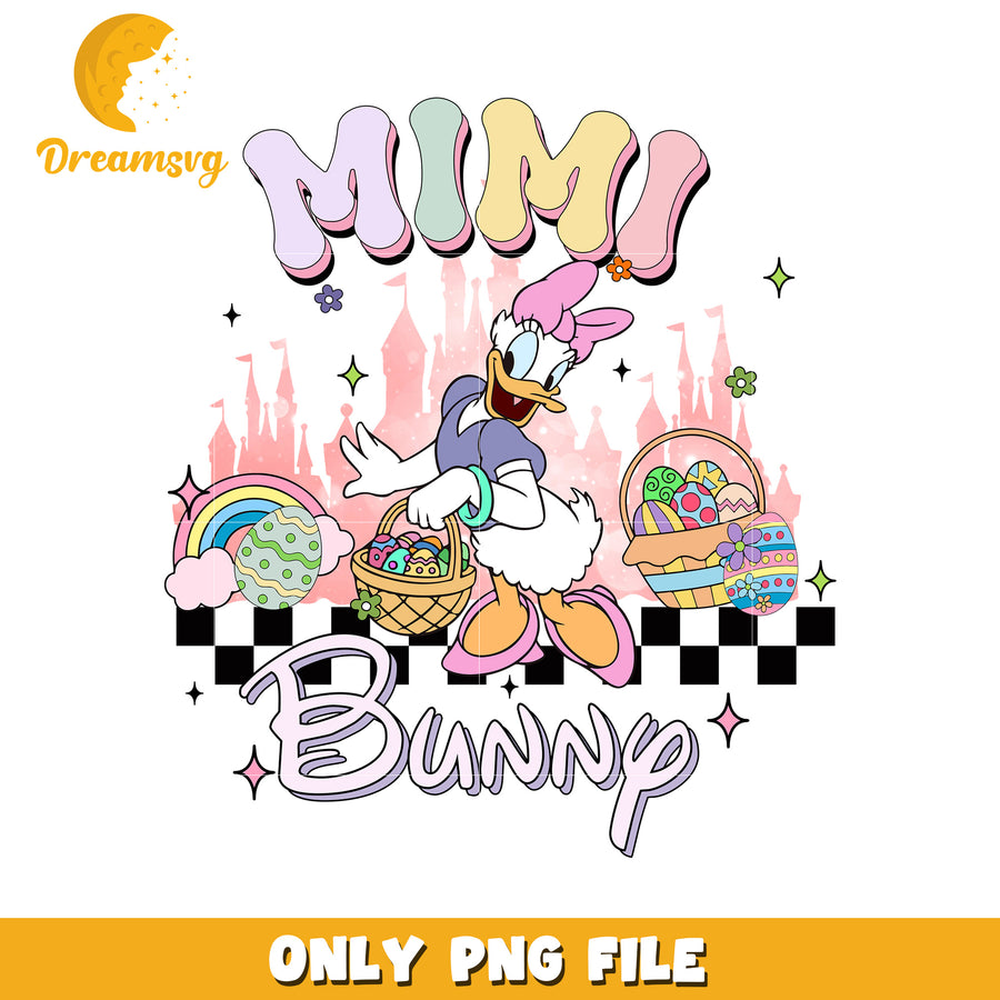 Cute Easter Bunny Design with Mimi and Colorful Eggs PNG