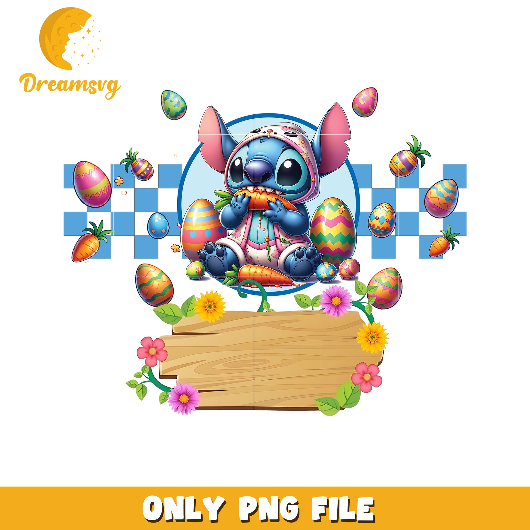 Cute Easter Bunny with Colorful Eggs PNG Image Design