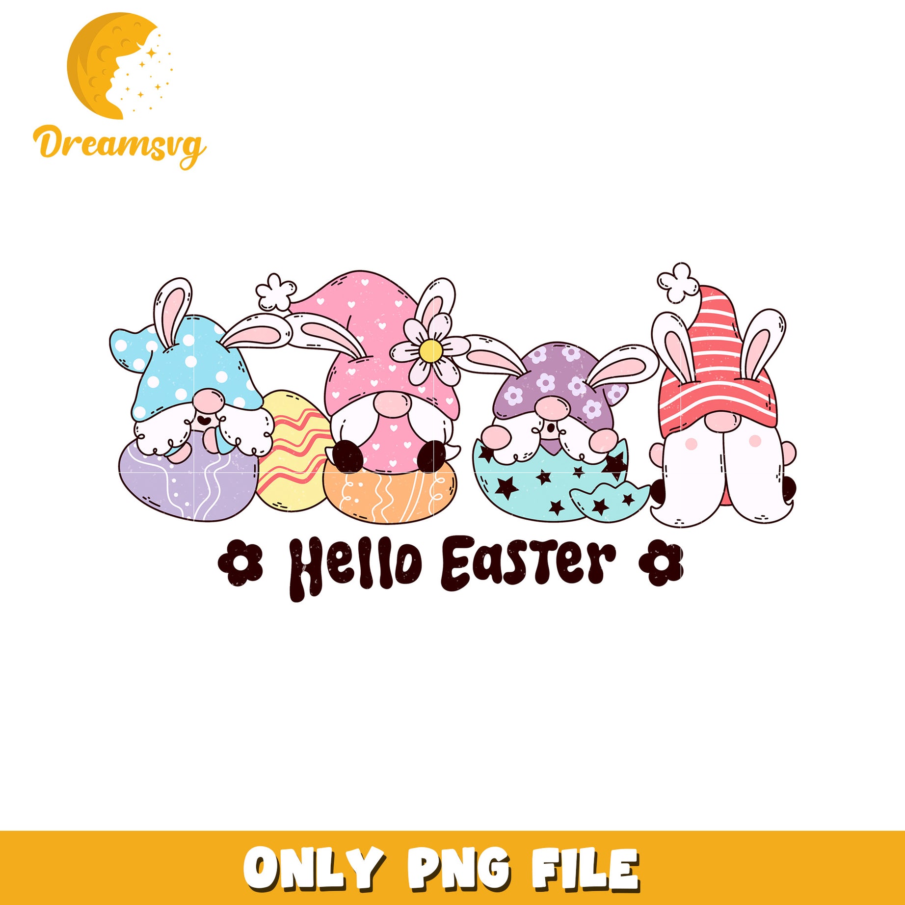 Cute Easter Gnomes with Eggs PNG Digital Art Design