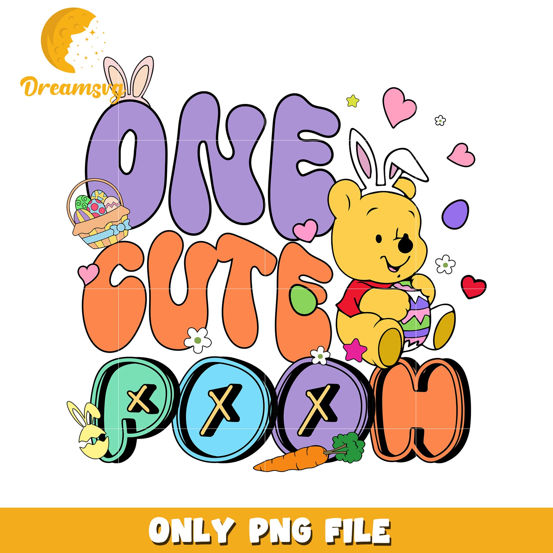 Cute Easter Pooh Graphic for Kids PNG Downloadable Art
