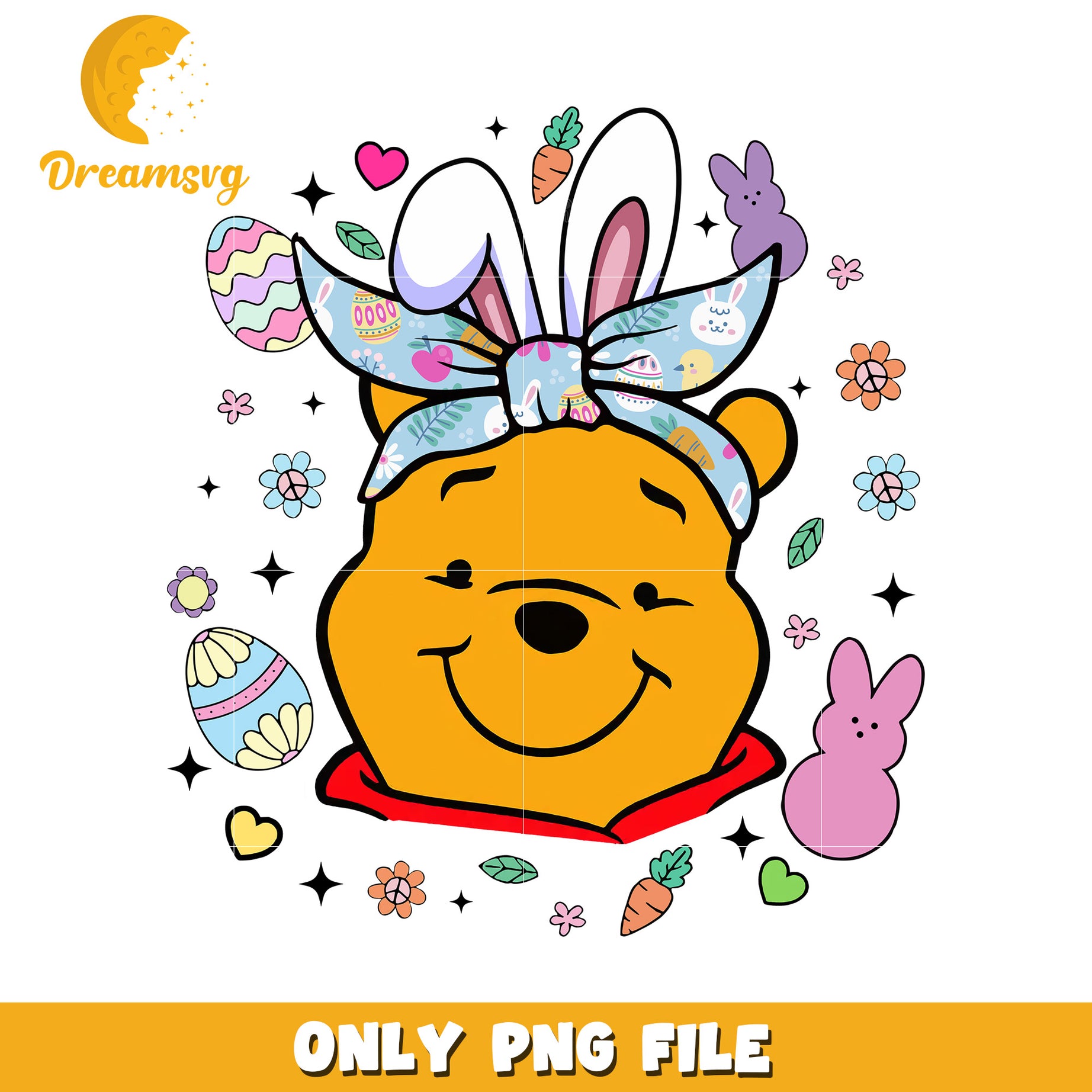 Cute Easter Winnie the Pooh PNG with Bunny Ears Design