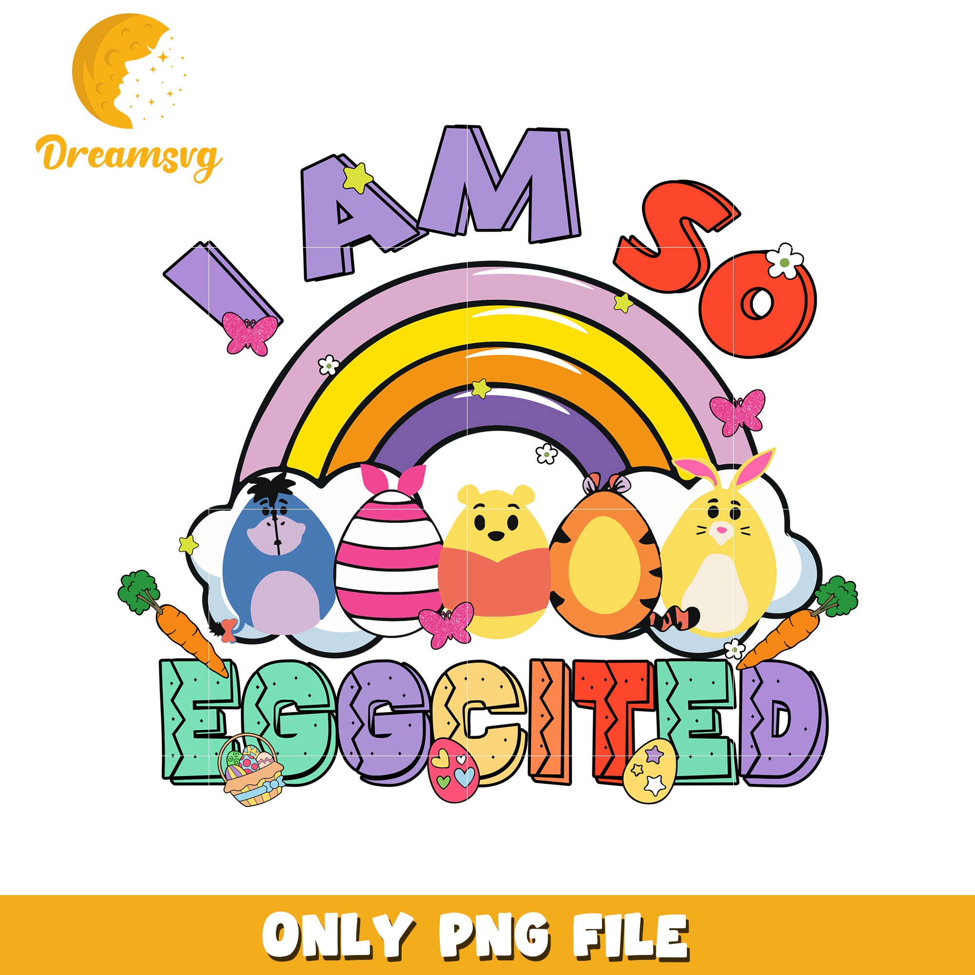 Cute Eggcited Rainbow PNG Design for Spring Celebrations