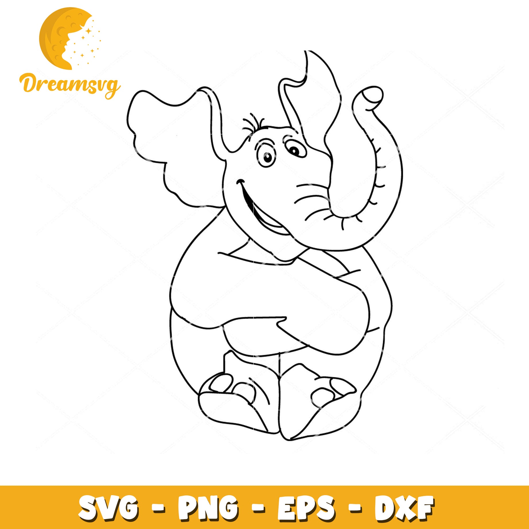 Cute Elephant SVG Coloring Page