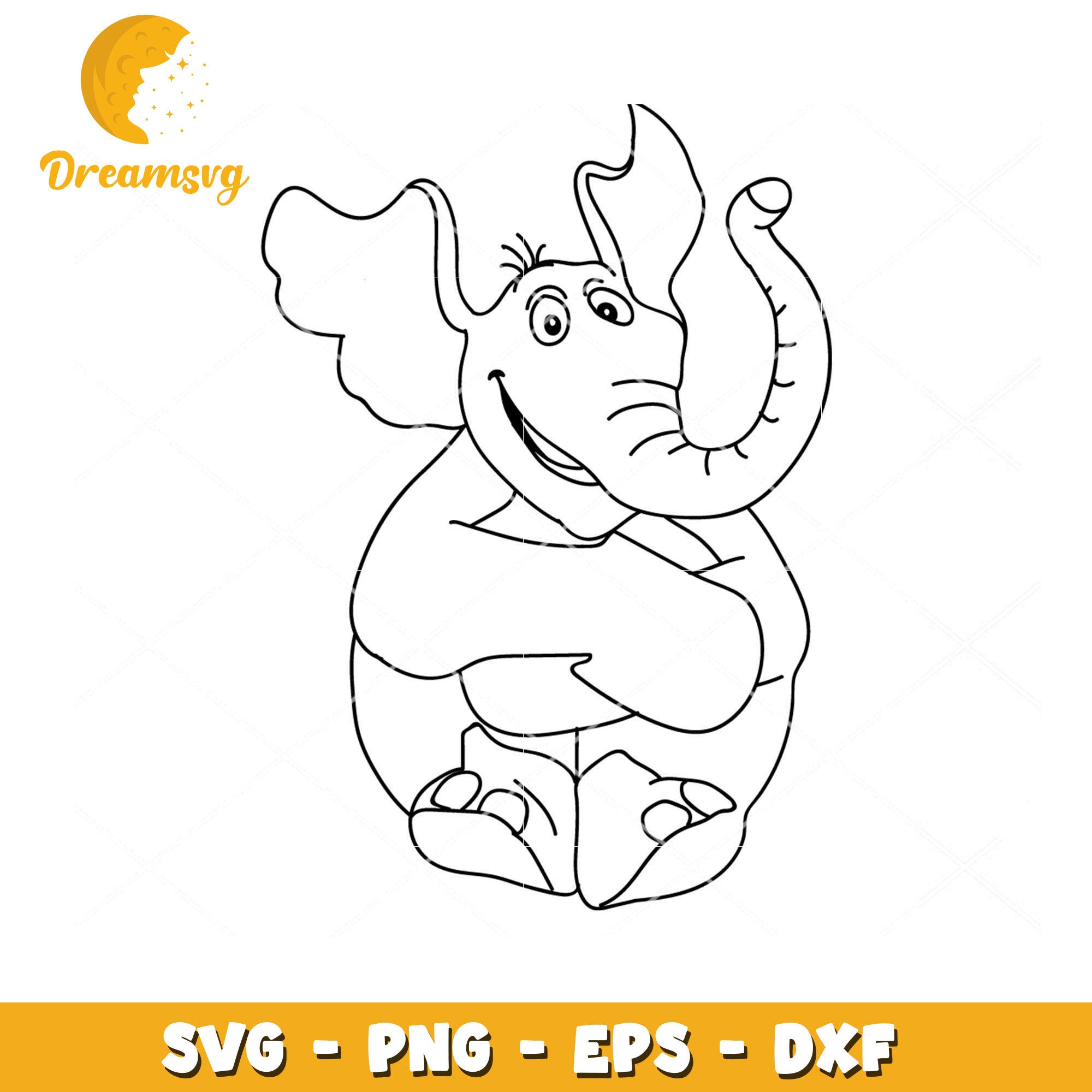 Cute Elephant SVG Coloring Page