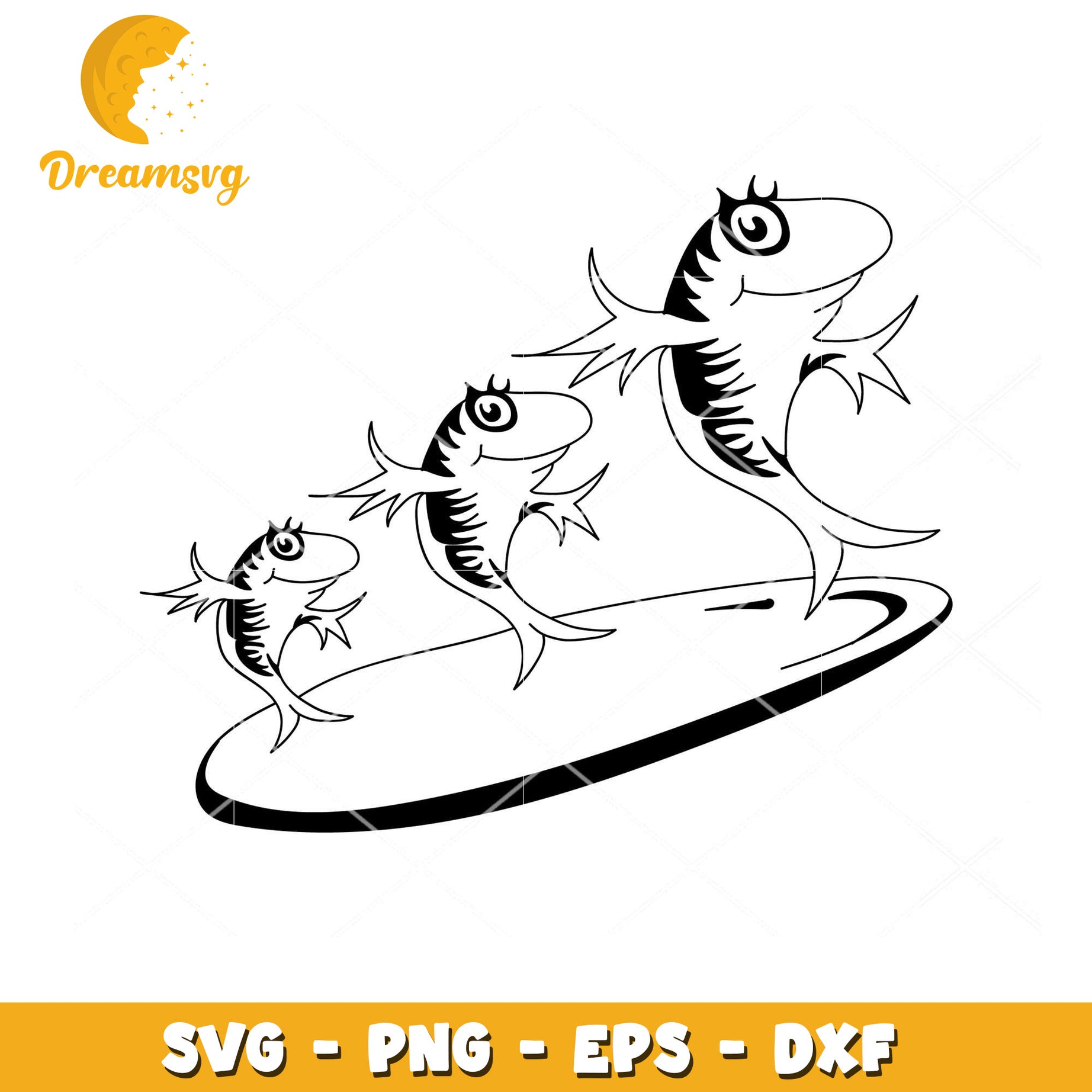 Cute Fish Surfboard SVG Cut File