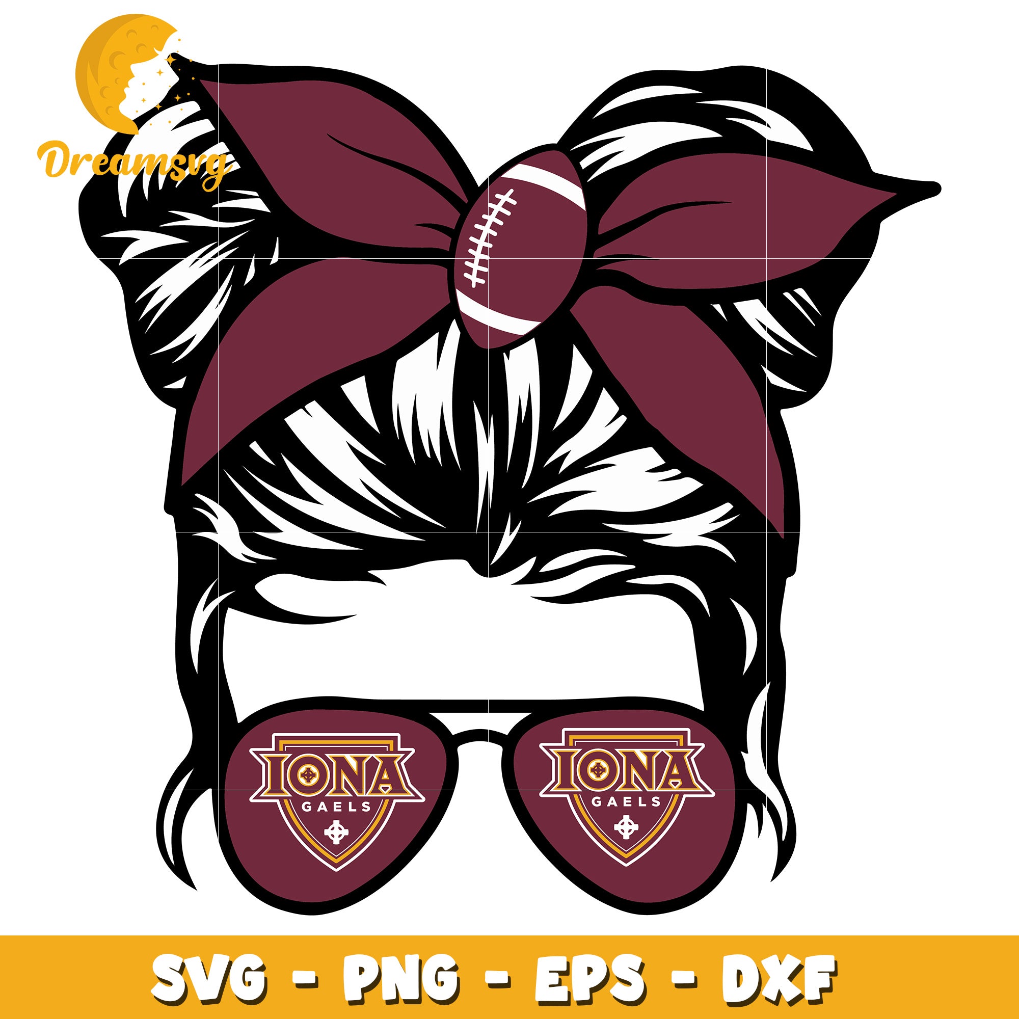 Cute Football Hair Bow SVG Design for Iona Gaels Fans 2023