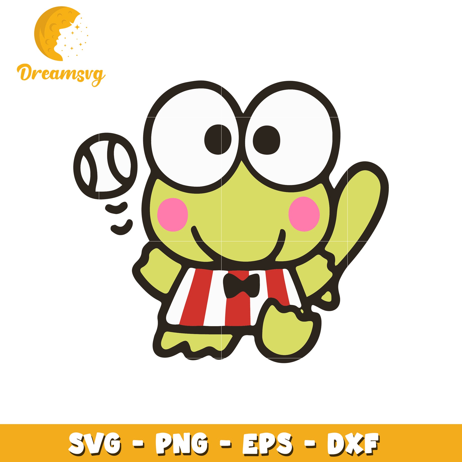 Cute Frog Baseball SVG PNG EPS DXF