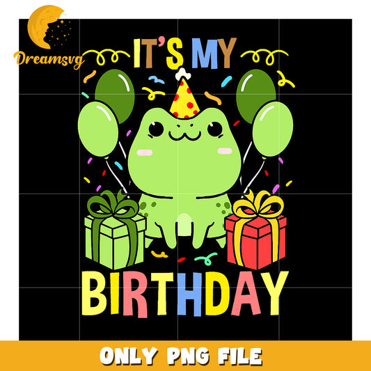 Cute Frog Birthday PNG Design