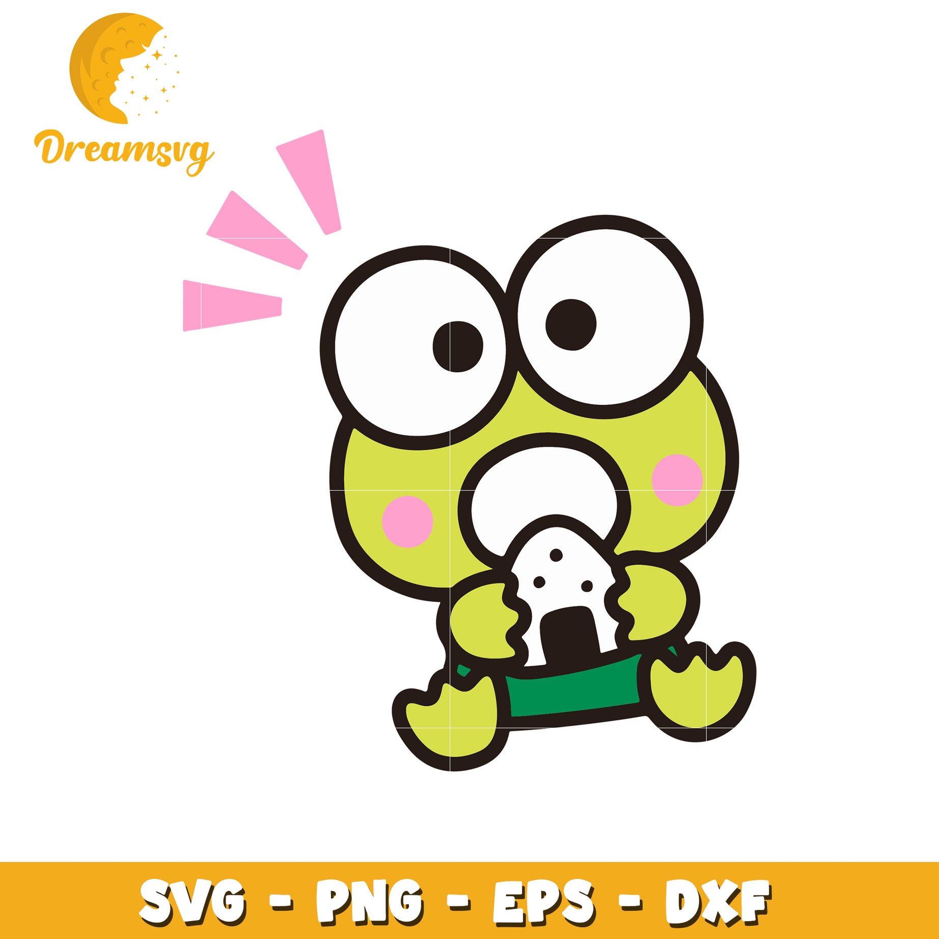 Cute Frog Eating Onigiri SVG PNG EPS DXF