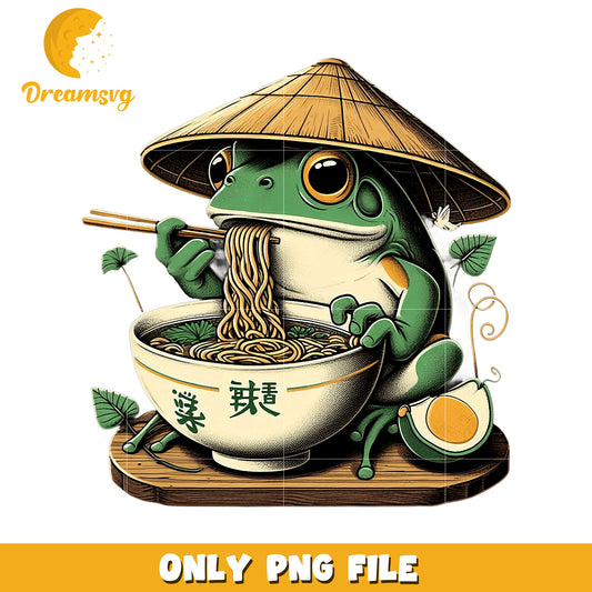 Cute Frog Eating Ramen PNG