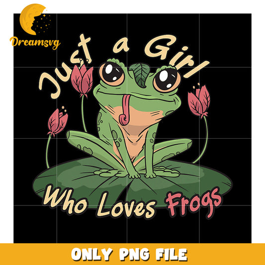 Cute Frog Girl PNG Frog Lover Design