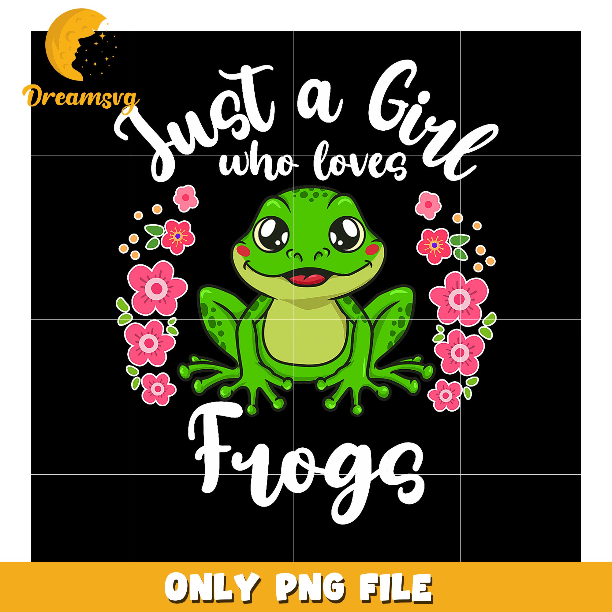 Cute Frog Girl PNG Loves Frogs Design