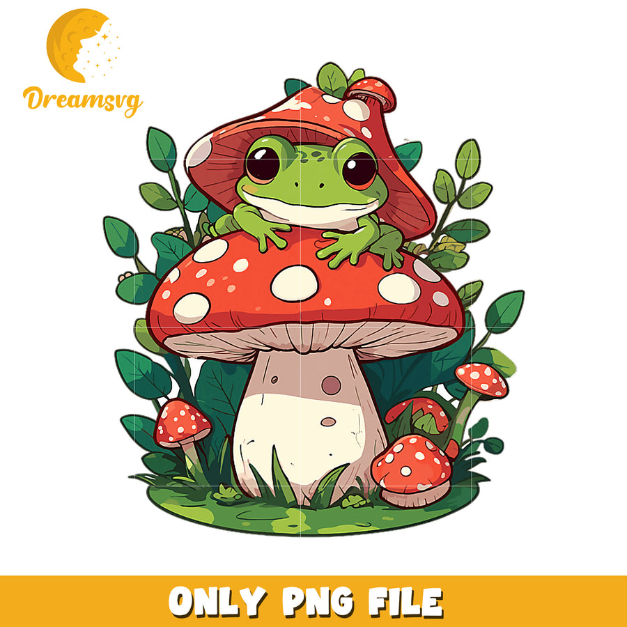 Cute Frog Mushroom PNG Clipart