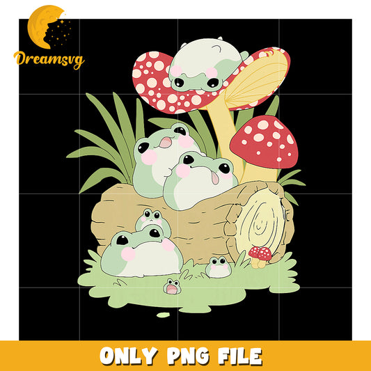 Cute Frog PNG Mushroom Forest Friends