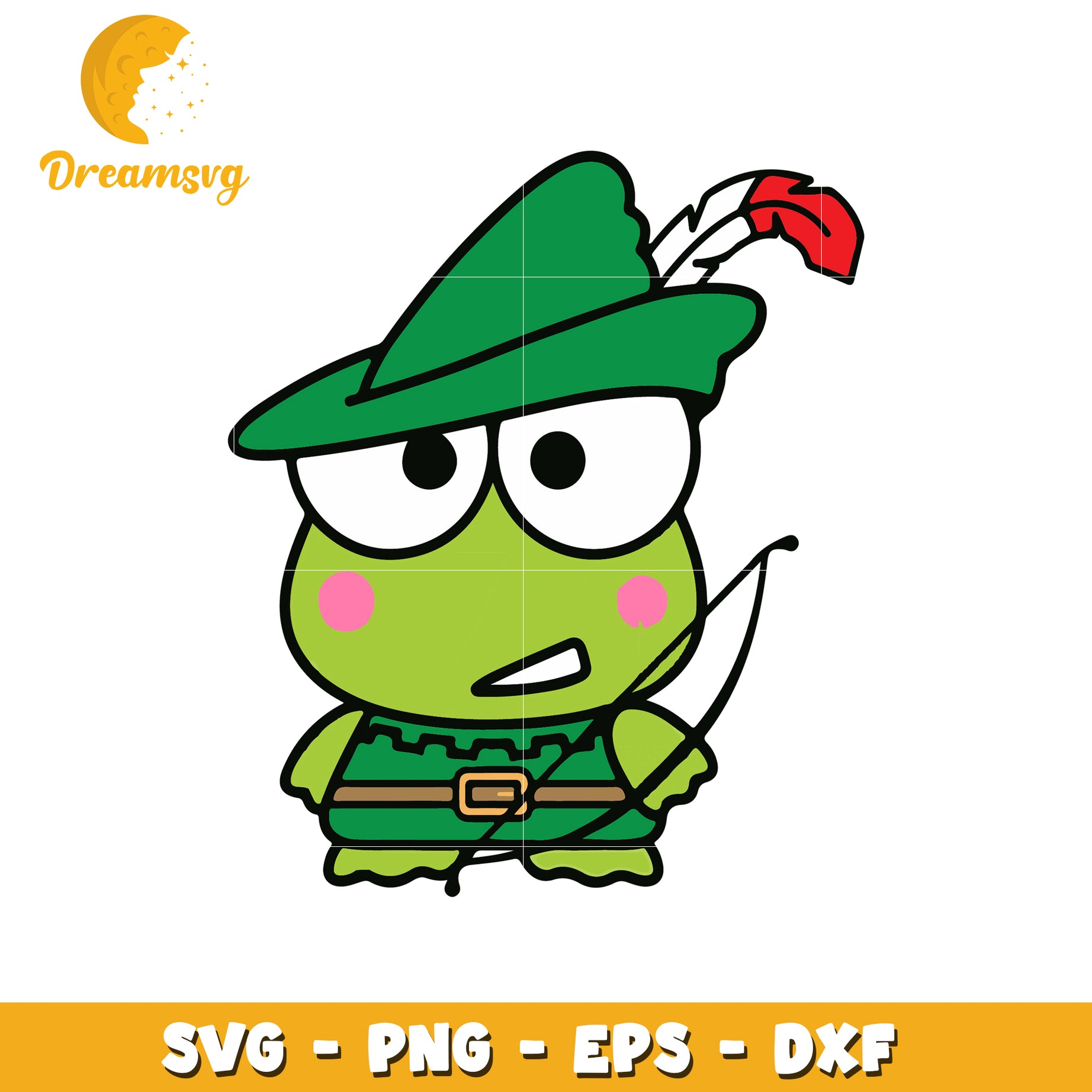 Cute Frog Robin Hood SVG PNG EPS DXF