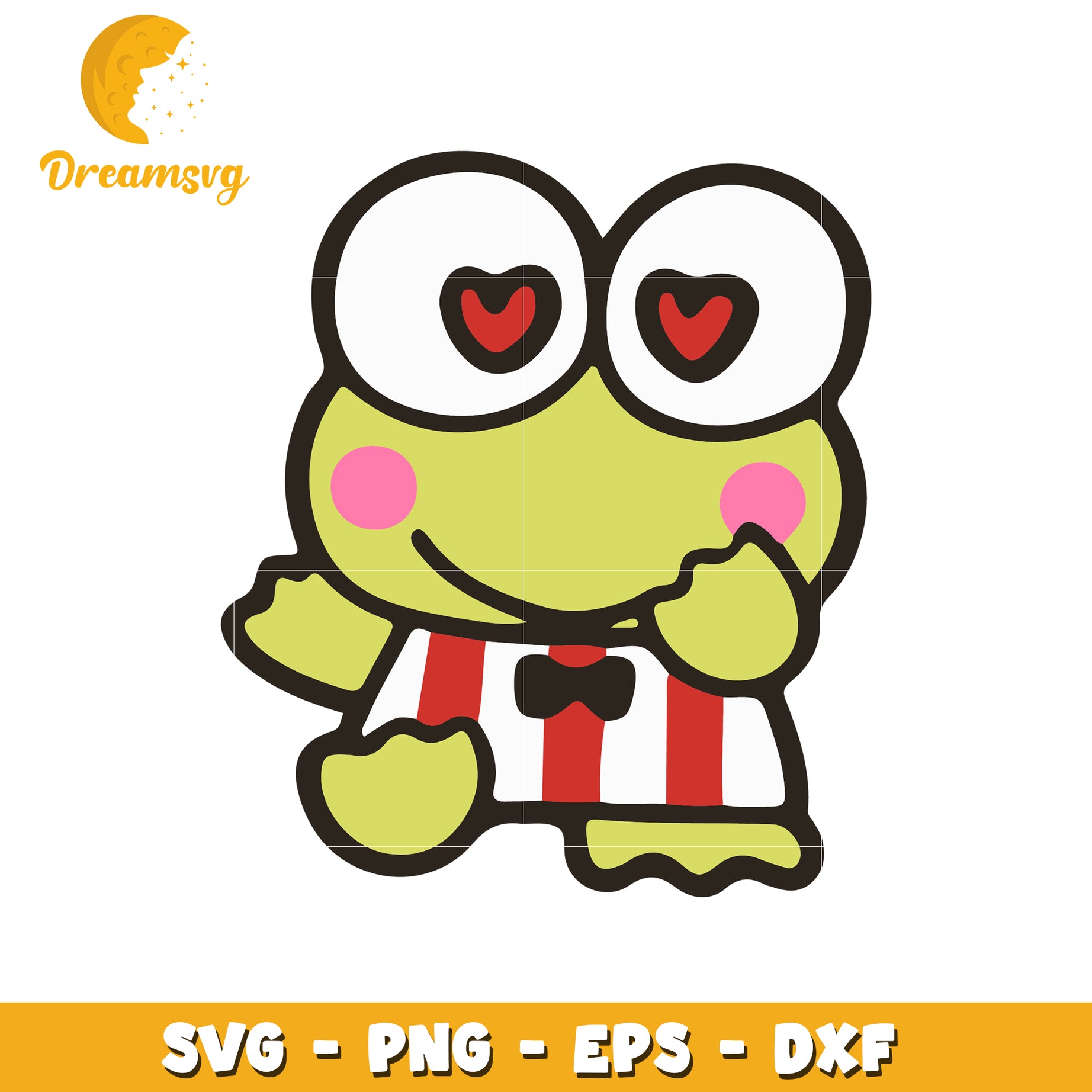 Cute Frog SVG Clipart with Love Hearts and Bowtie Design