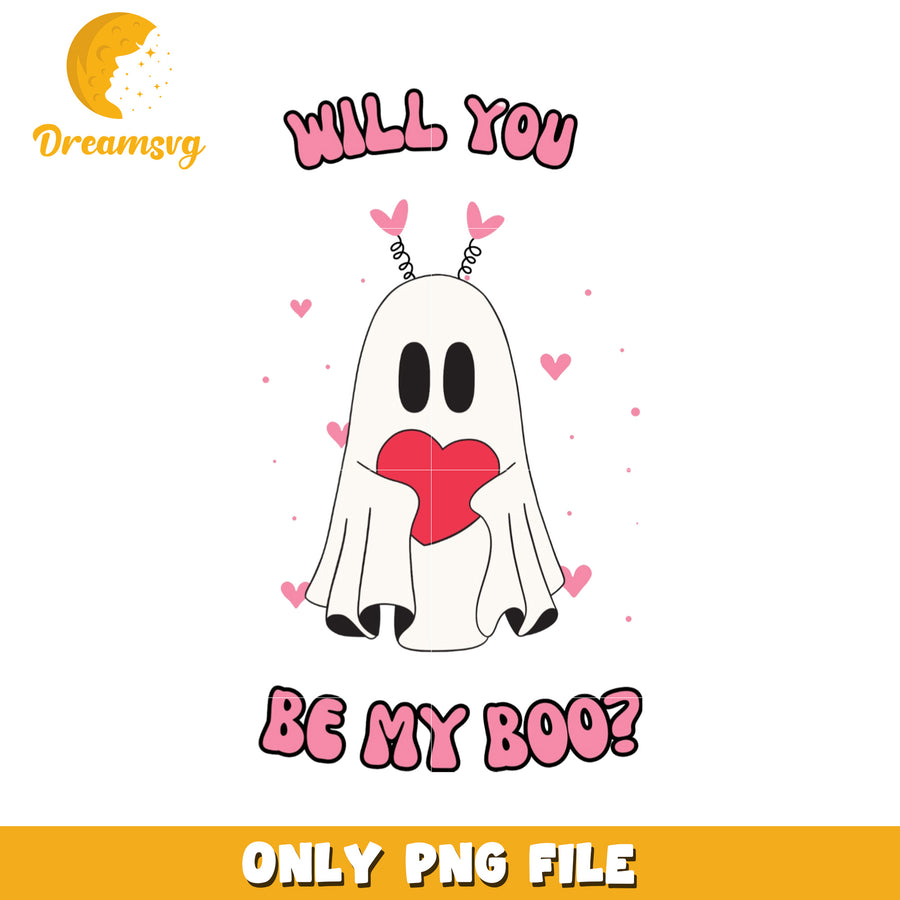 Cute Ghost Boo Valentine PNG