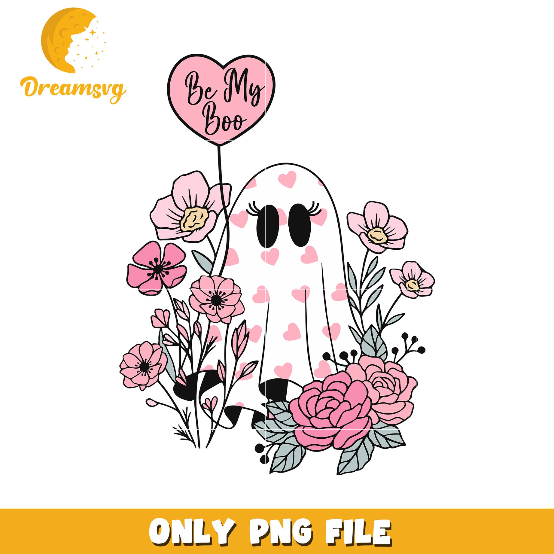 Cute Ghost Valentine PNG