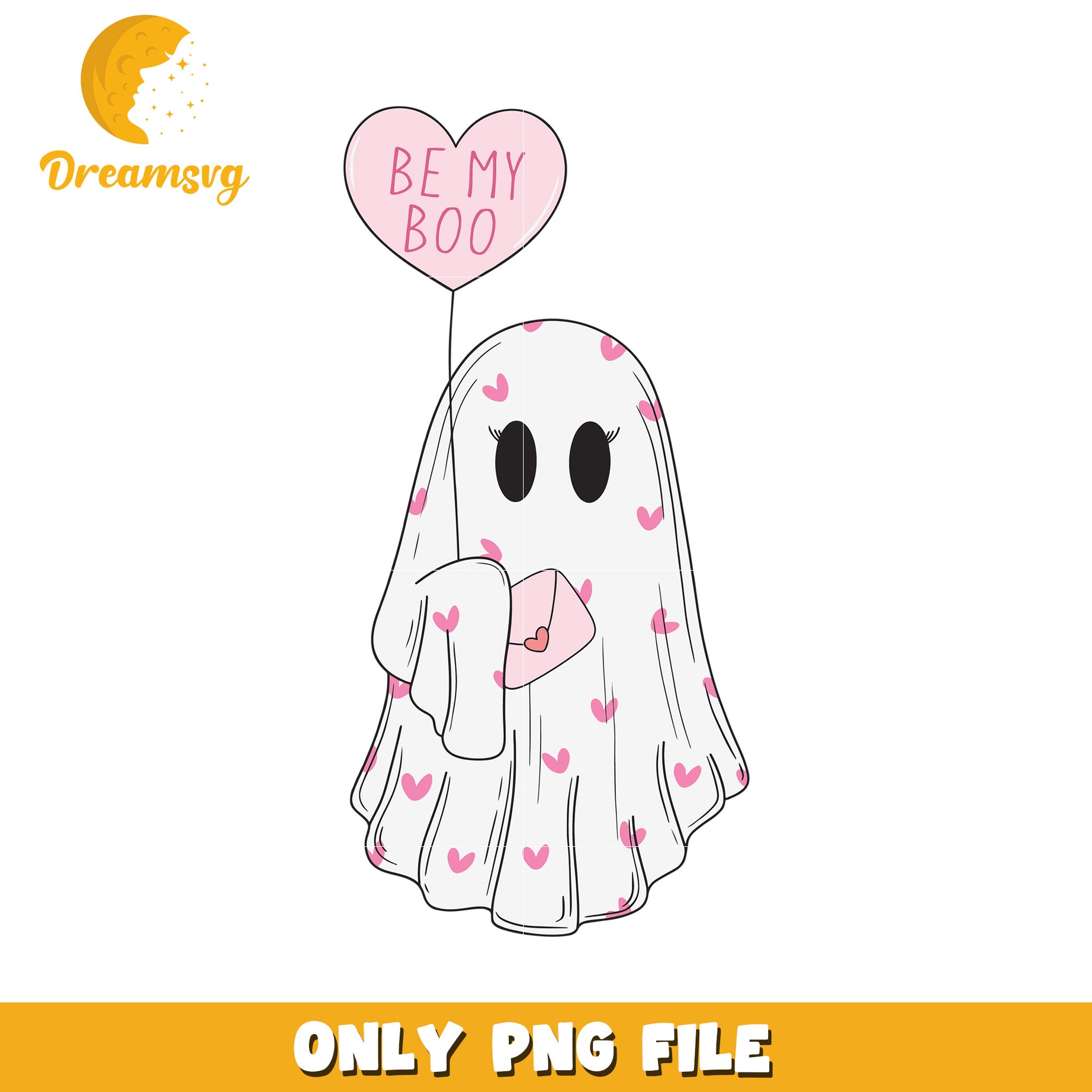 Cute Ghost Valentines PNG