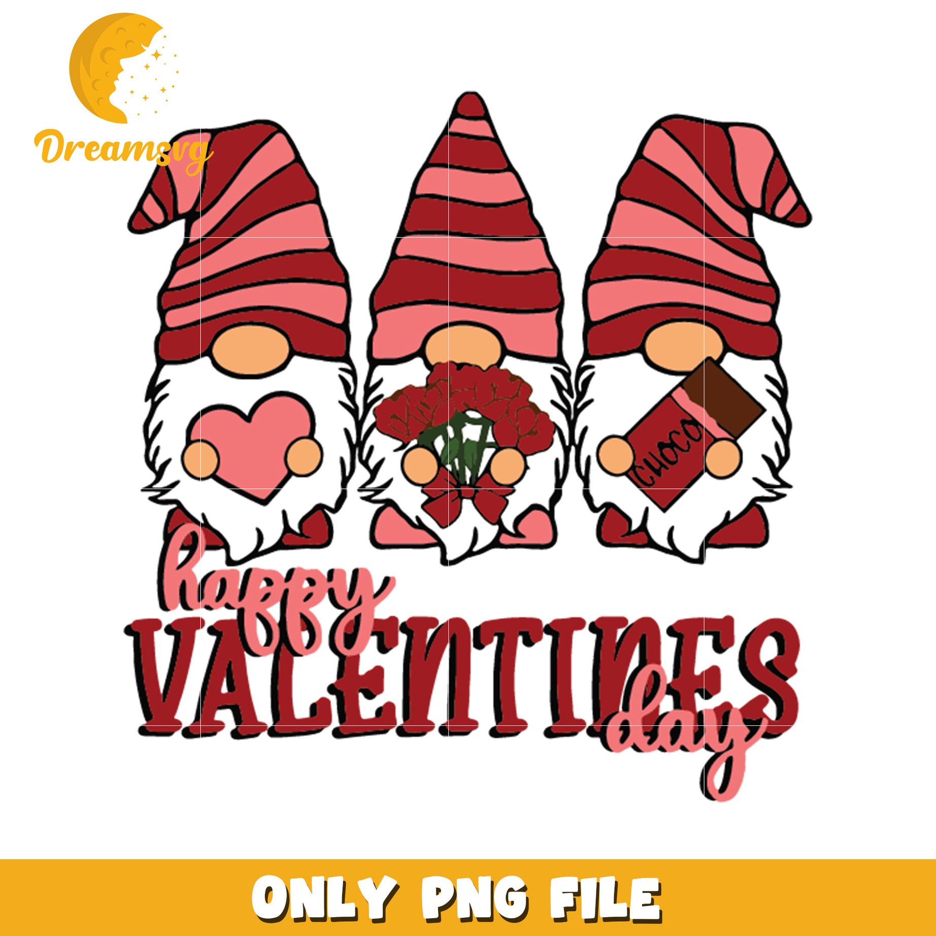 Cute Gnome Happy Valentines Day PNG File Download