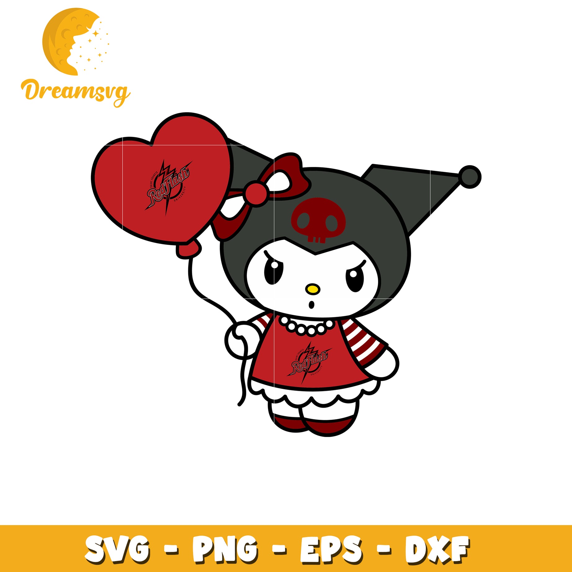 Cute Gothic Character with Heart Balloon SVG Design