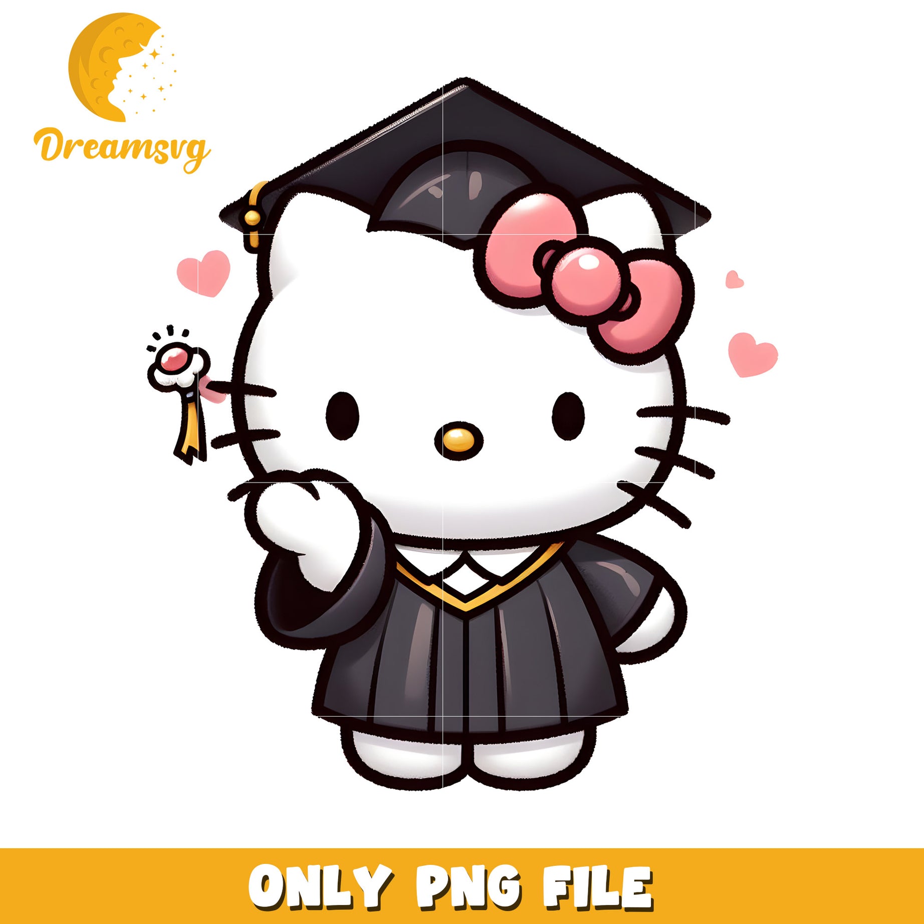 Cute Graduation Hello Kitty PNG File for Celebration Events