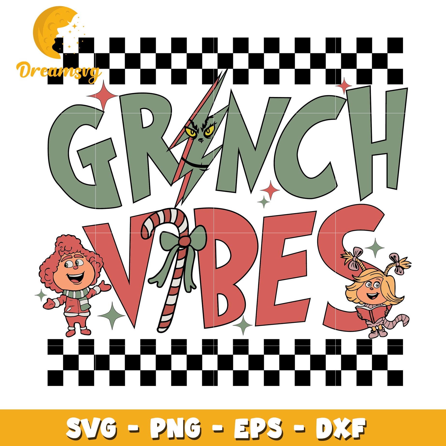 Cute Grinch Vibes svg, Retro Christmas svg, christmas svg