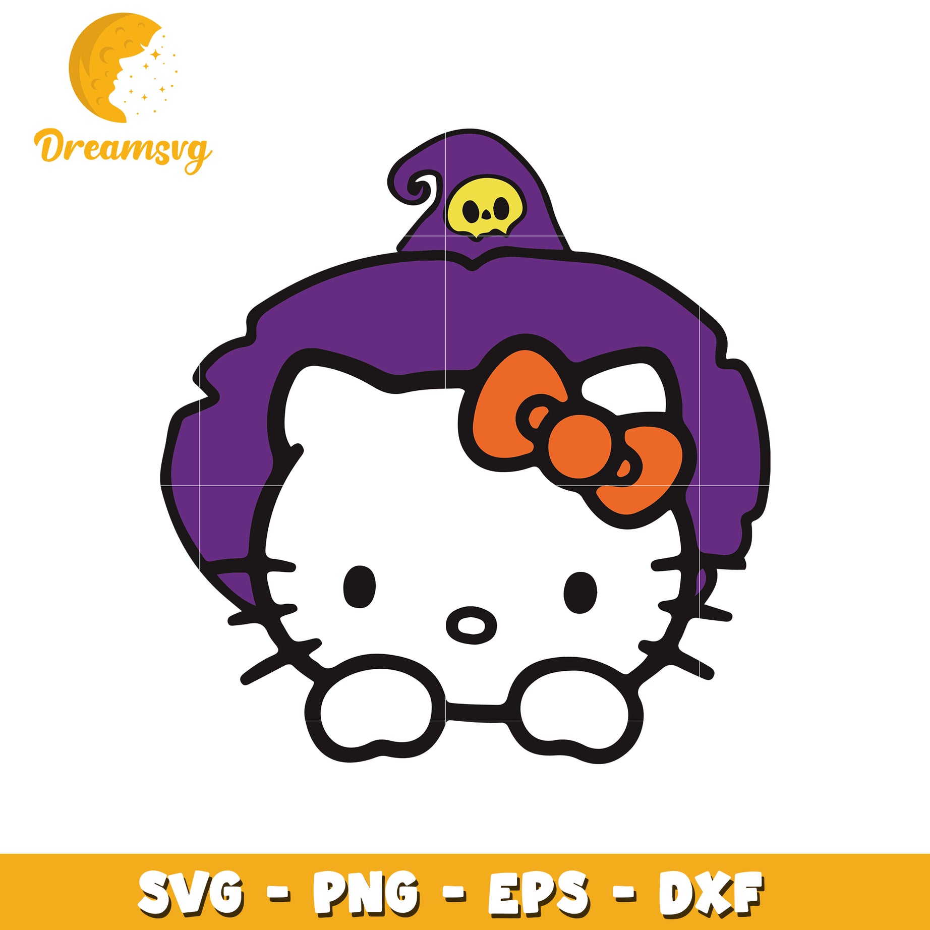 Cute Halloween Hello Kitty SVG Halloween Witch Design for Crafts